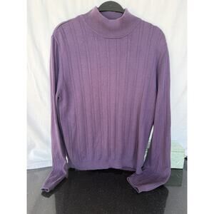 Vtg Preswick & Moore Cotton Blend Sweater Womens Sz Med Purple Ribbed mock neck